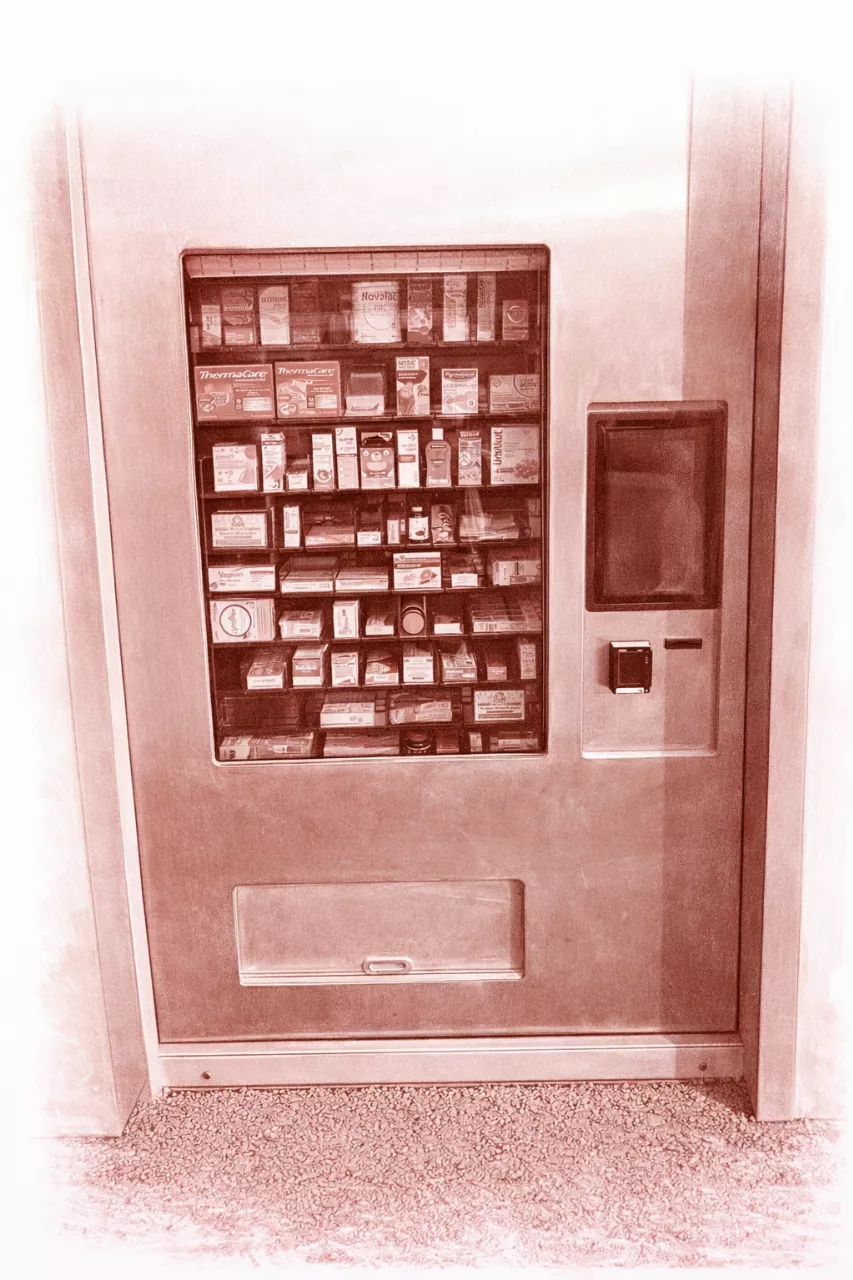 Eine Zeichnung eines 24/7 Apothekenautomaten